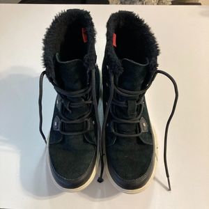 Sorel Snow Women Explorer II Joan Waterproof Black Suede Boots NL4462-010 SZ 6.5